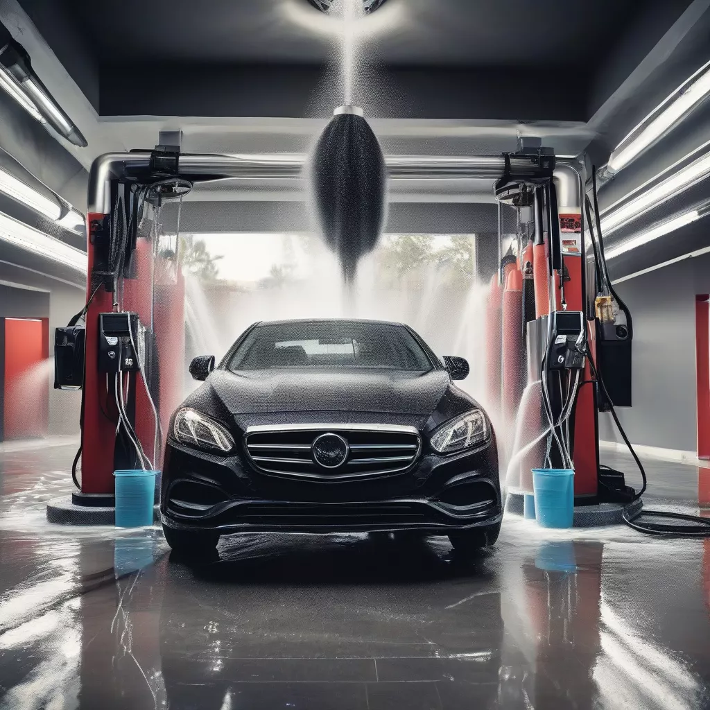 Interior de uma lavagem de carros moderna
