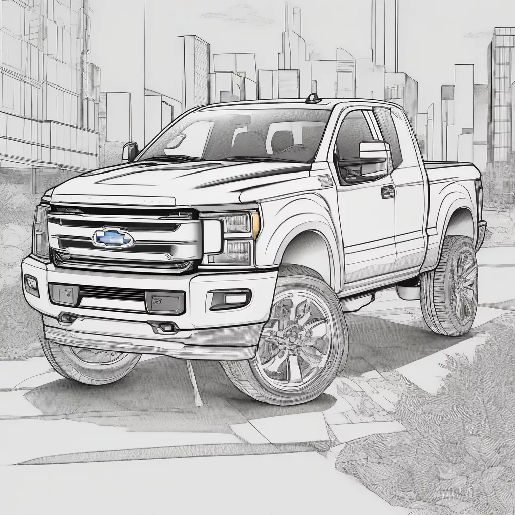 Tranh tô màu ô tô bán tải 2