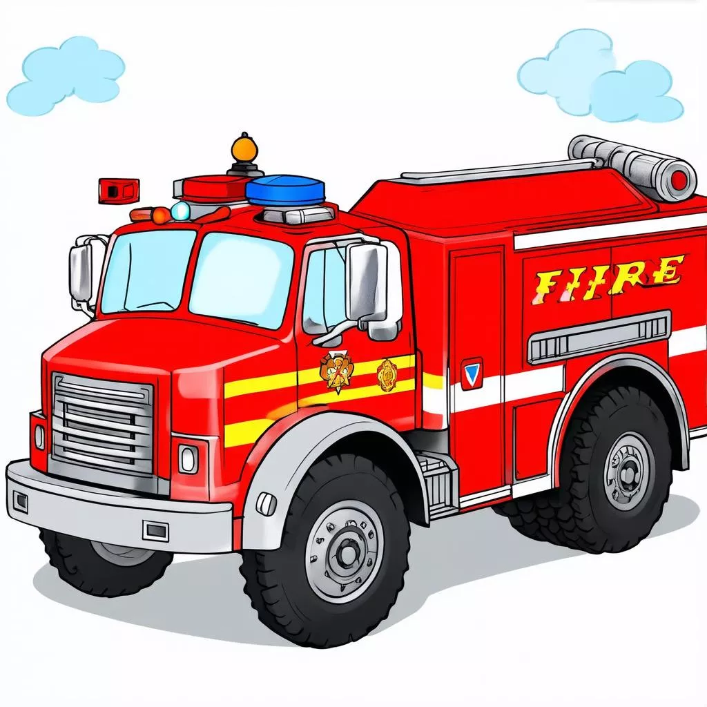 Tranh tô màu ô tô cứu hỏa cho bé