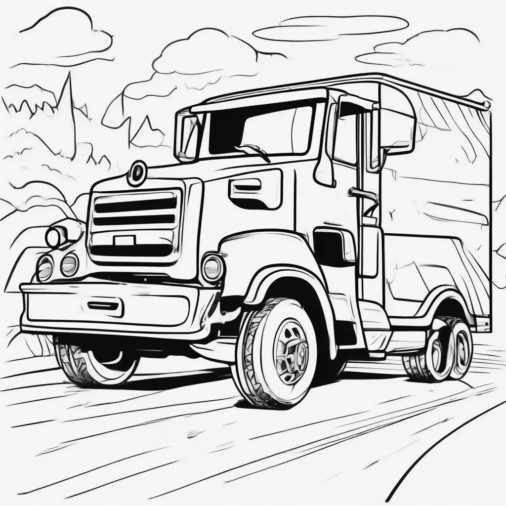 Tranh tô màu xe tải cho bé