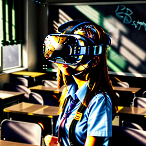Students using VR headsets in a classroom for educational purposes