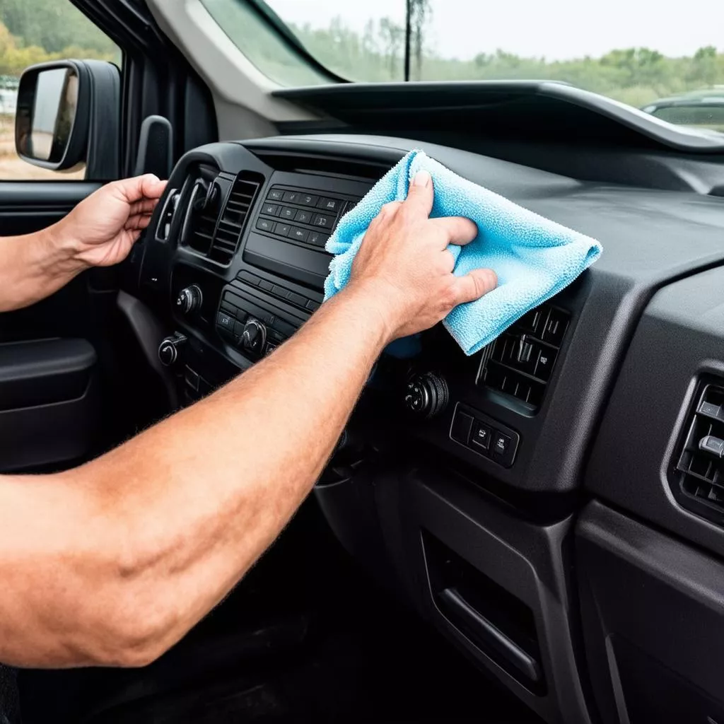 Cleaning the truck cabin