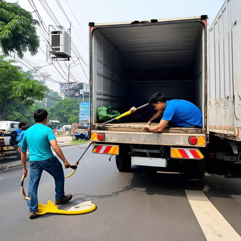 Pulizia climatizzatore per camion a Ho Chi Minh
