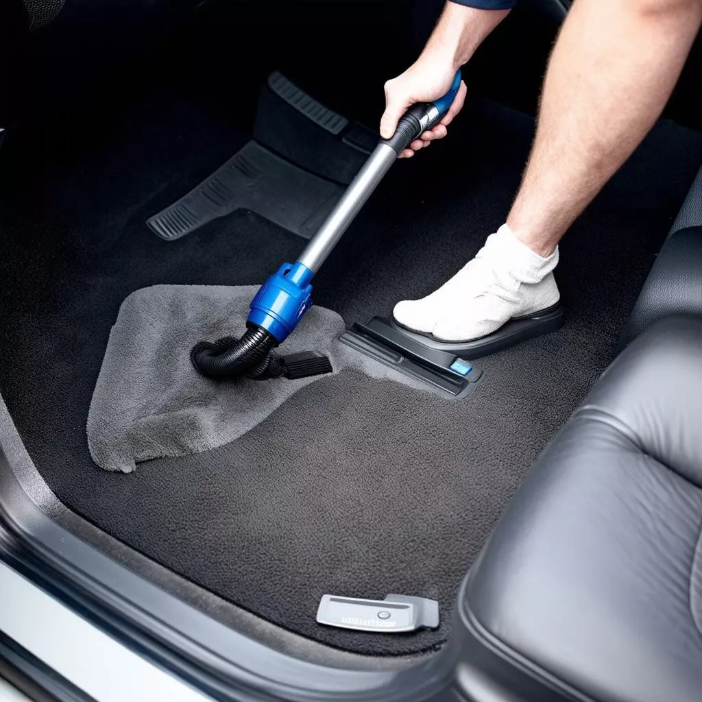 Cleaning a truck floor mat