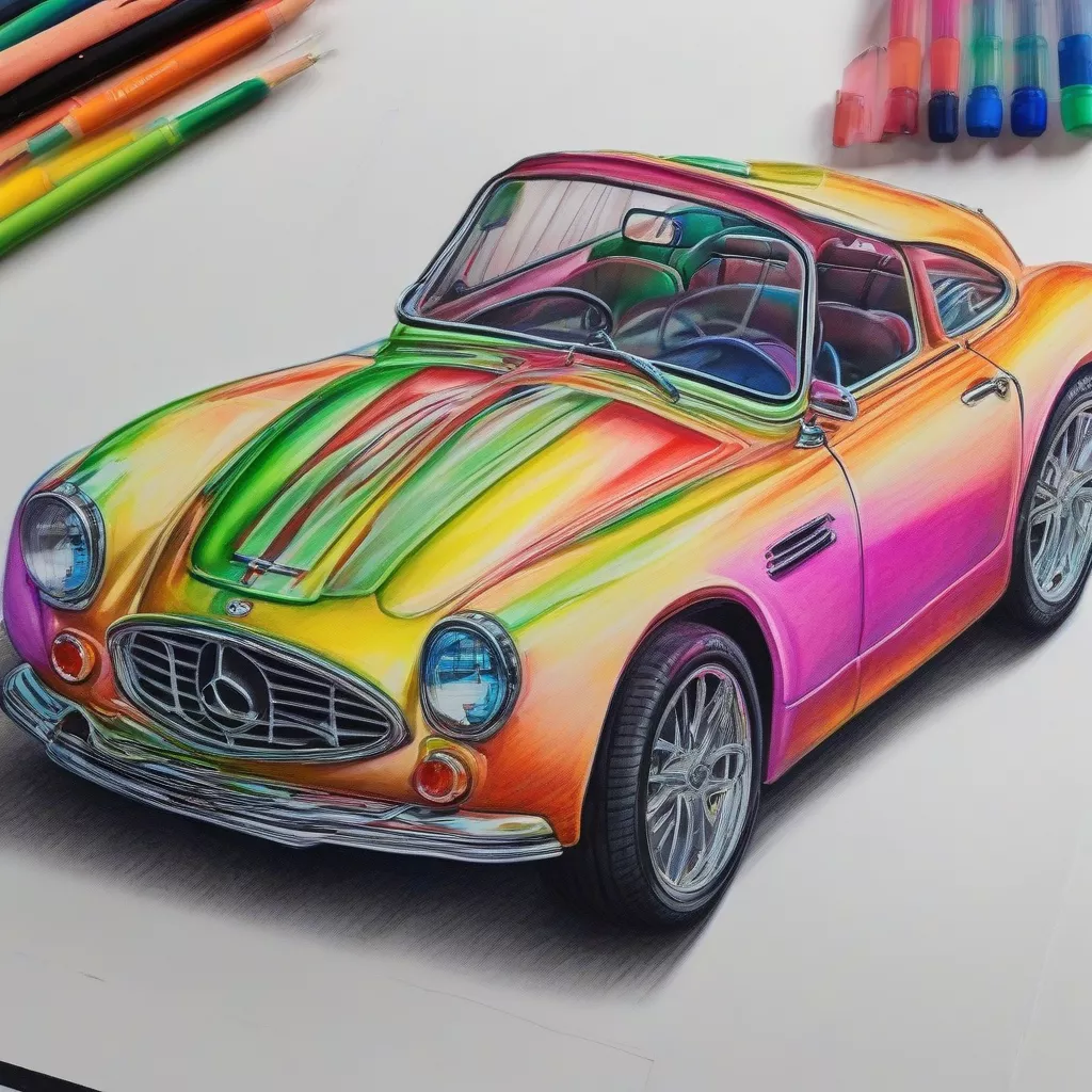 Bức tranh vẽ xe ô tô hoàn thành