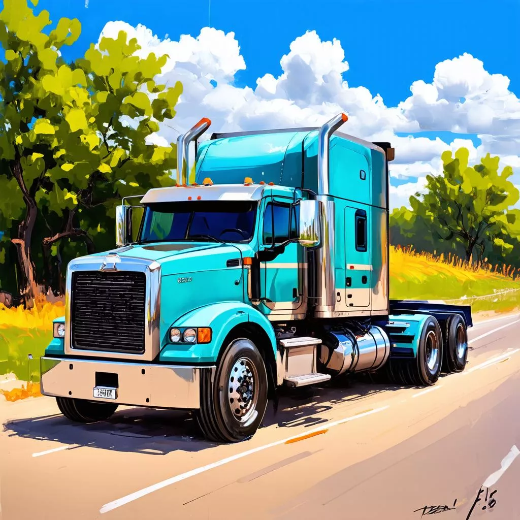 Artistic drawing of a truck