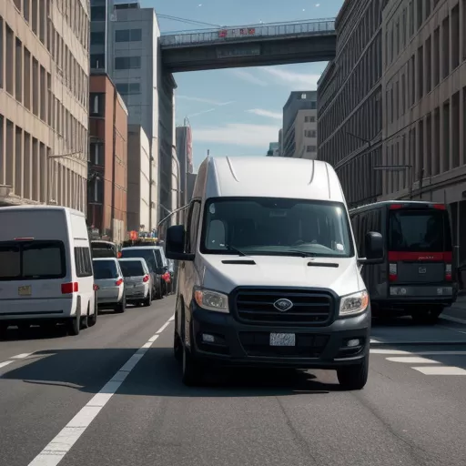 Camion fourgon Veam VT651 se déplaçant en ville