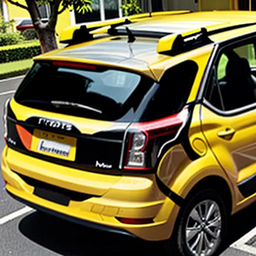 Xe 16 chỗ màu vàng đậu trước cửa nhà