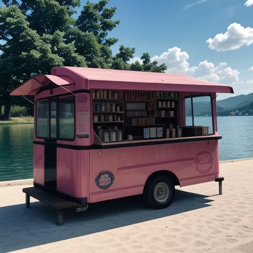 Mobile coffee cart by the lake