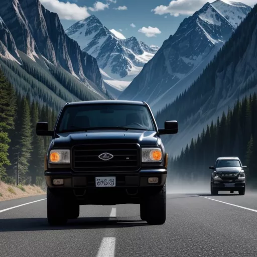 Pickup truck traveling on the expressway