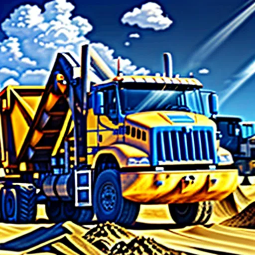 Camião Basculante a Transportar Areia numa Obra