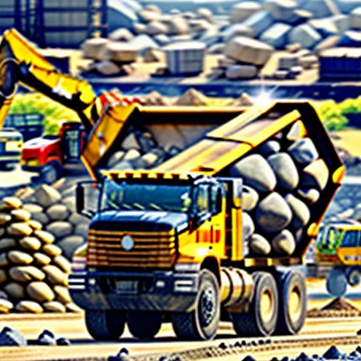 건설 현장의 돌 덤프트럭