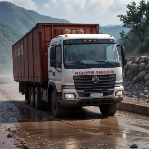 Camião Basculante Dongfeng Trường Giang 7T8 Tração Dupla em obra