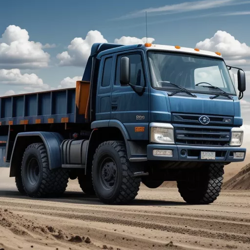 Xe Ben Faw 7T75 thùng màu xanh dương đang dừng ở bãi đất trống