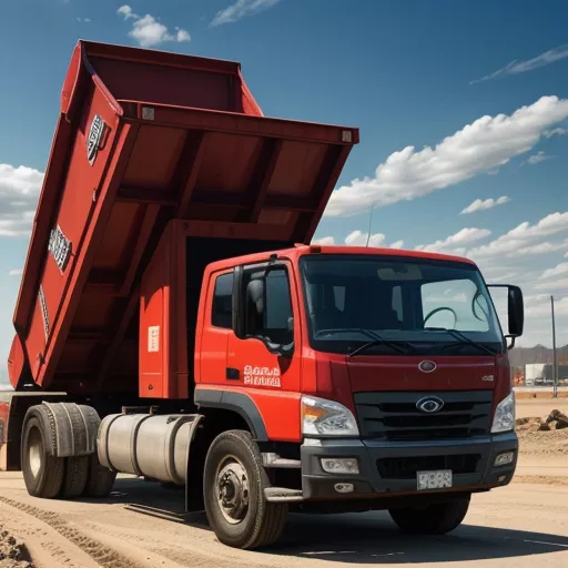 Roter Hyundai Kipper auf der Baustelle