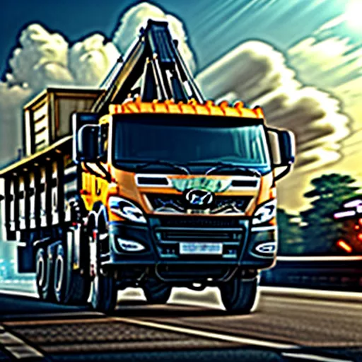 Foto truk bak Hyundai di jalanan kota Hanoi