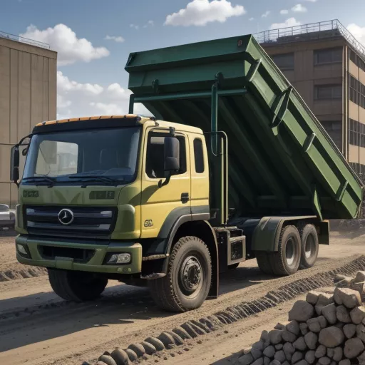 Xe ben JAC 1.4 tấn màu xanh đang đổ vật liệu