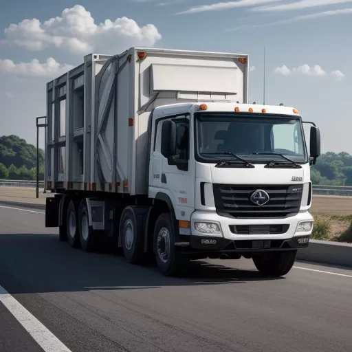 White TMT Sinotruk 6T5 - ST8165D dump truck driving on the road