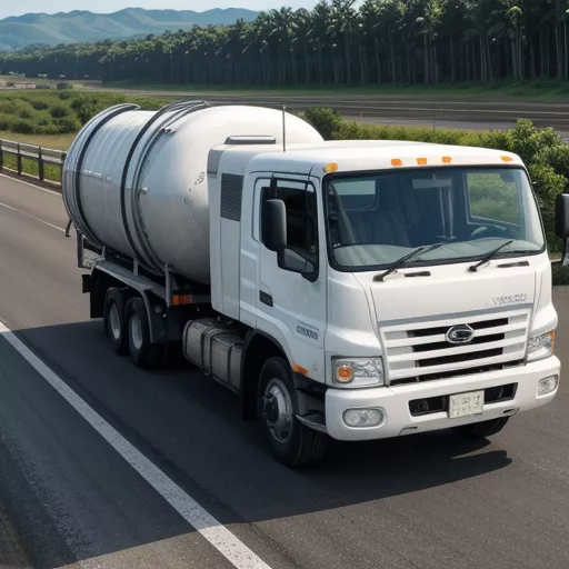 Xe bồn chở nước 8 khối Hino đang di chuyển trên đường