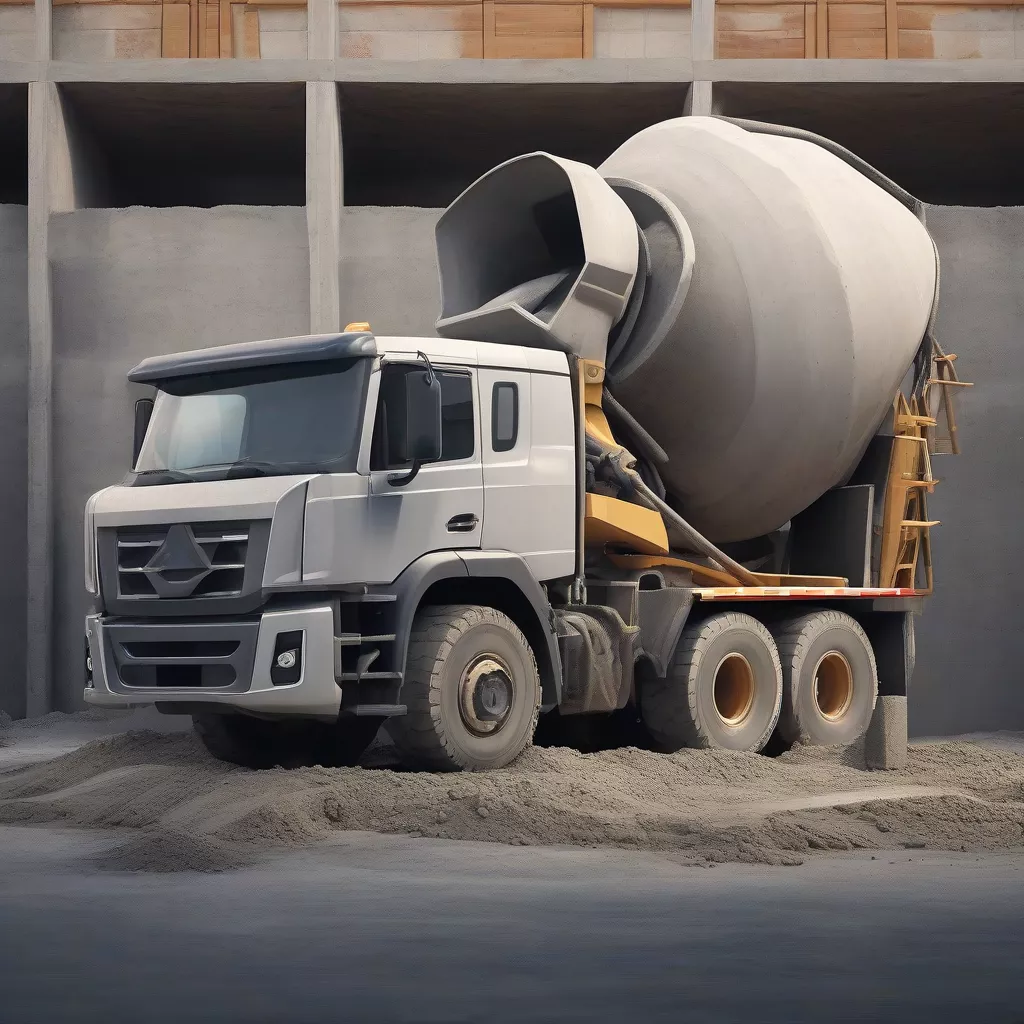 Xe bồn trộn bê tông tại công trường
