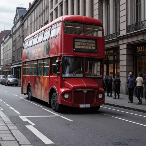 Autocarro Recolhendo Passageiros na Rua