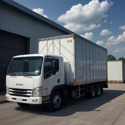 Isuzu crane truck loading and unloading goods