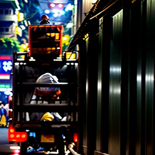 Xe chở rác đi trên đường phố Hà Nội