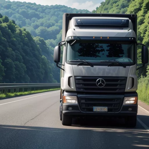 도로 위를 주행 중인 20피트 컨테이너 차량