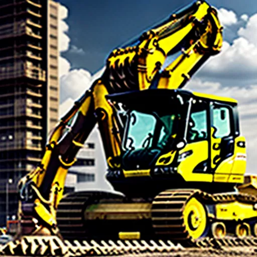 Xe cuốc Komatsu màu vàng hiện đại