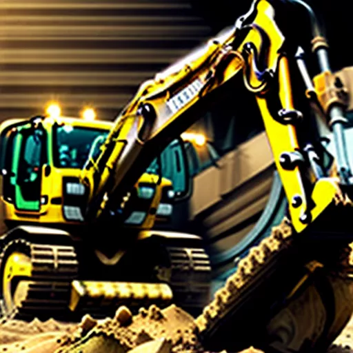 Xe cuốc màu vàng đang hoạt động