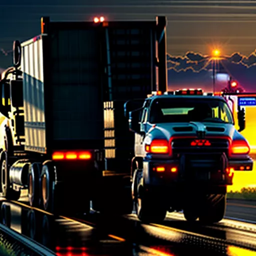 道路救援车正在高速公路上拖拽卡车