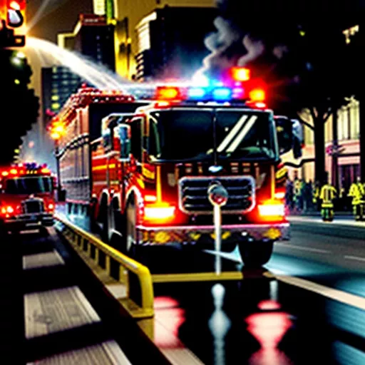 Xe cứu hỏa đang chạy trên đường