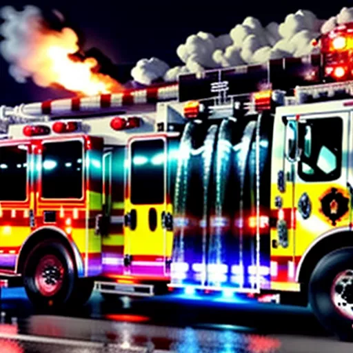 活動中の消防車