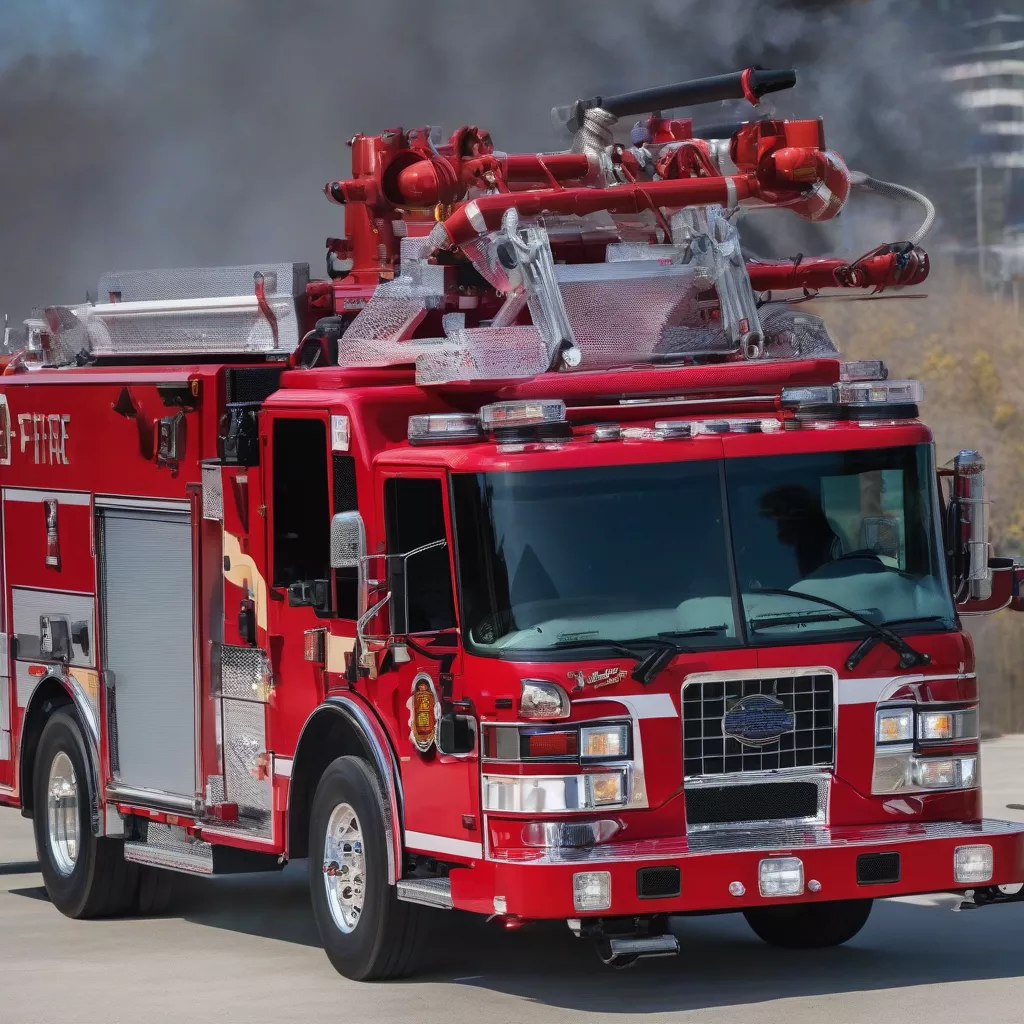 Modern fire truck with advanced equipment