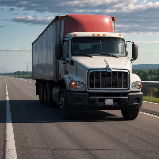 A tractor unit pulling a flatbed trailer.