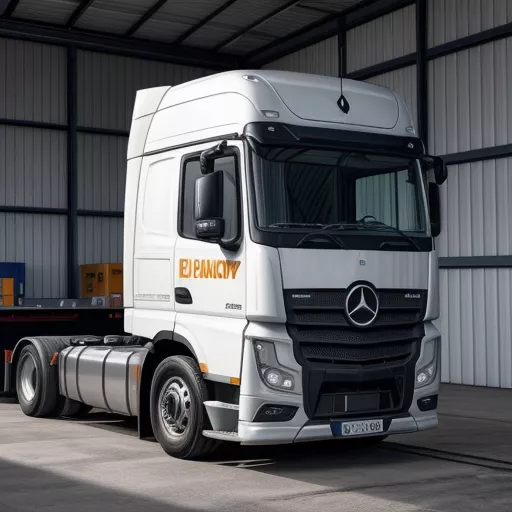 Mercedes-Benz Actros tractor truck undergoing maintenance