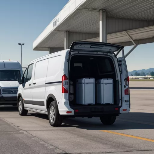 Xe Ford Transit 16 chỗ ngồi đang đón khách tại sân bay