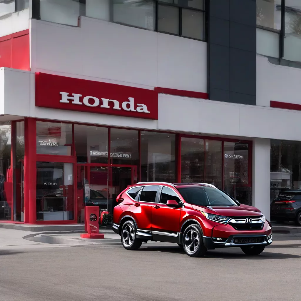 Xe Honda CRV đậu trước cửa hàng