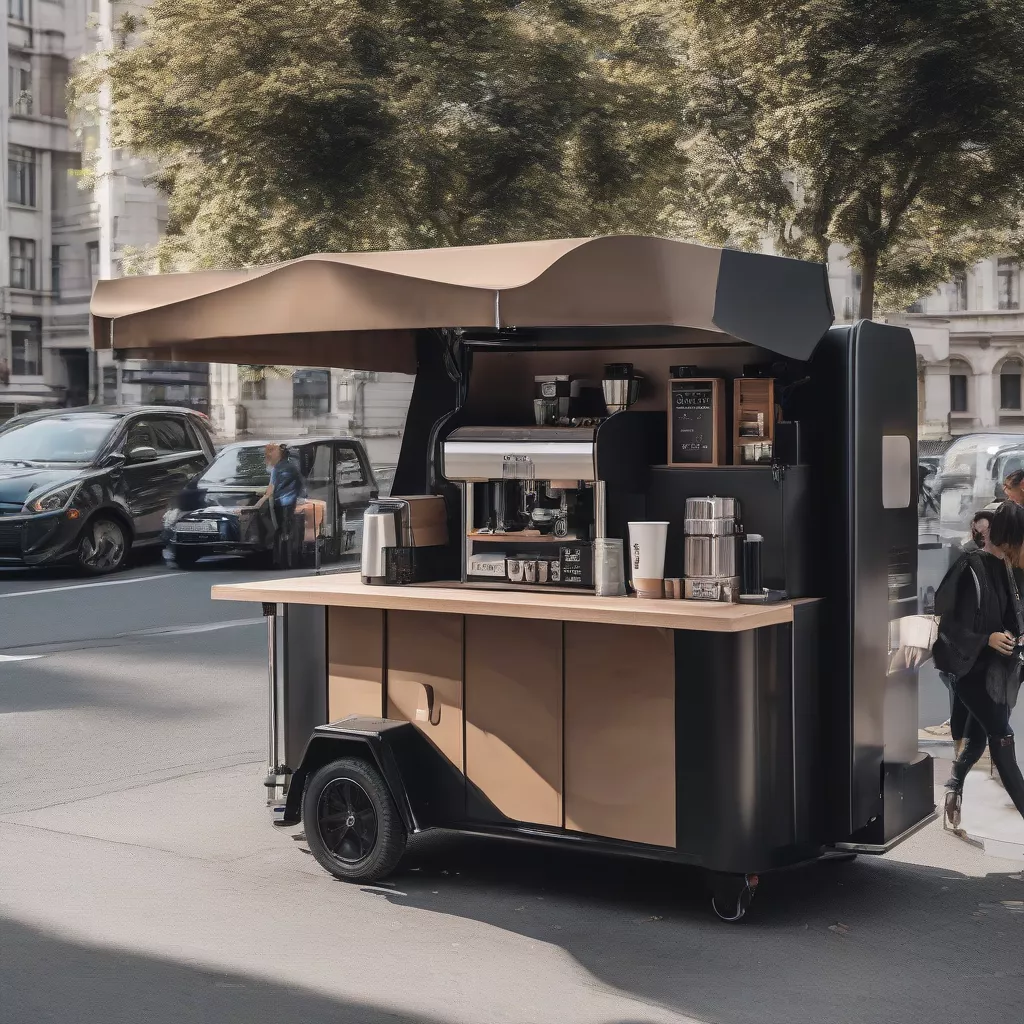 Xe kéo bán cà phê hiện đại