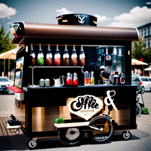 Mobile coffee cart for takeaway