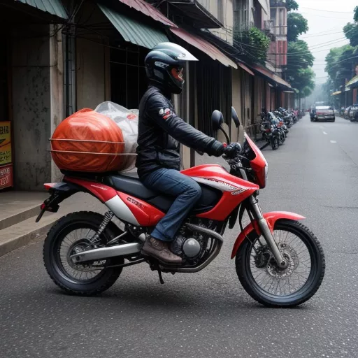 道路を走るバイクの風景