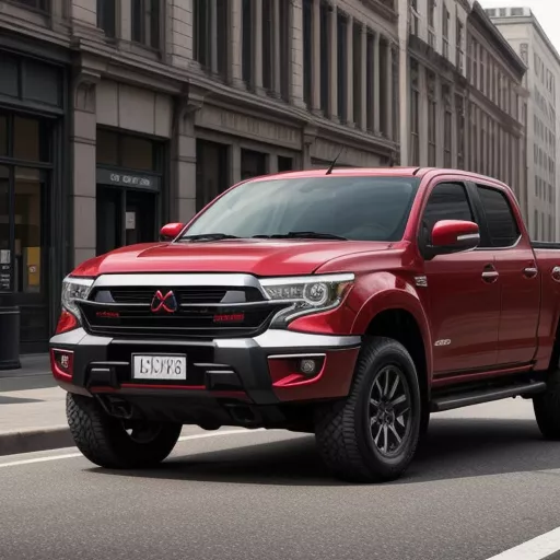 Mitsubishi Pickup Truck Driving in the City
