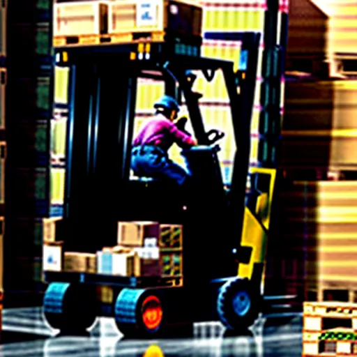 Gabelstapler hebt Ware in Palette