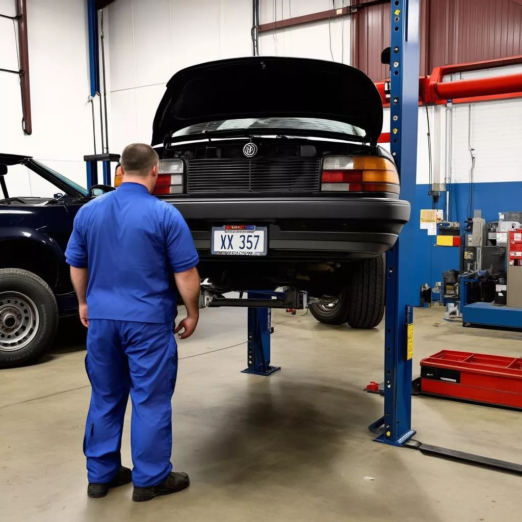 Car undergoing maintenance