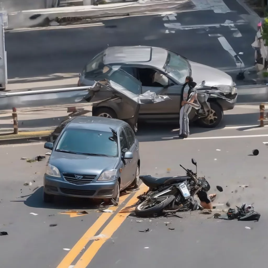 Collision entre une voiture et une moto suite à un franchissement de ligne