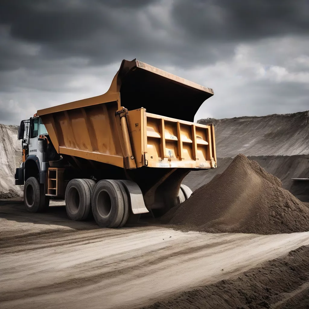 Xe ô tô đổ đất đang đổ đất tại công trường