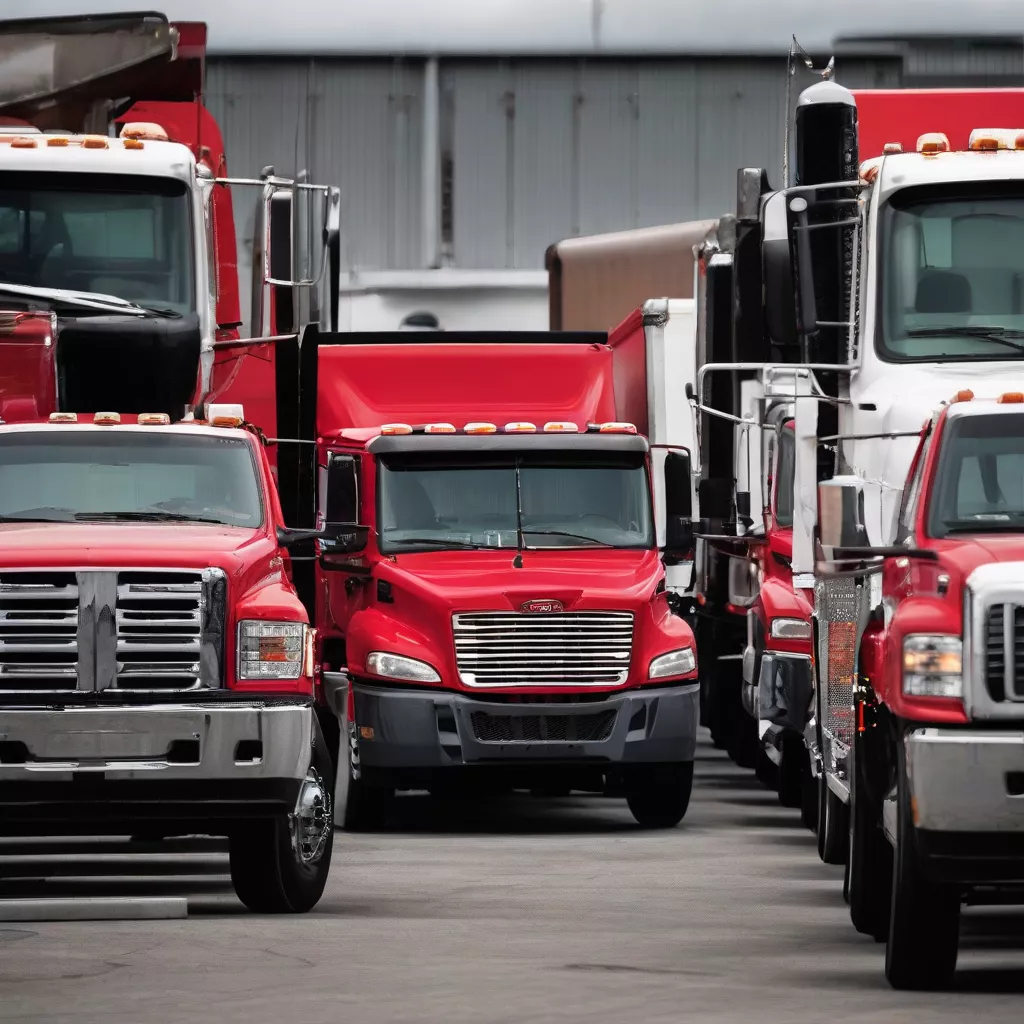 Xe tải 25 tấn màu đỏ đang đỗ hàng