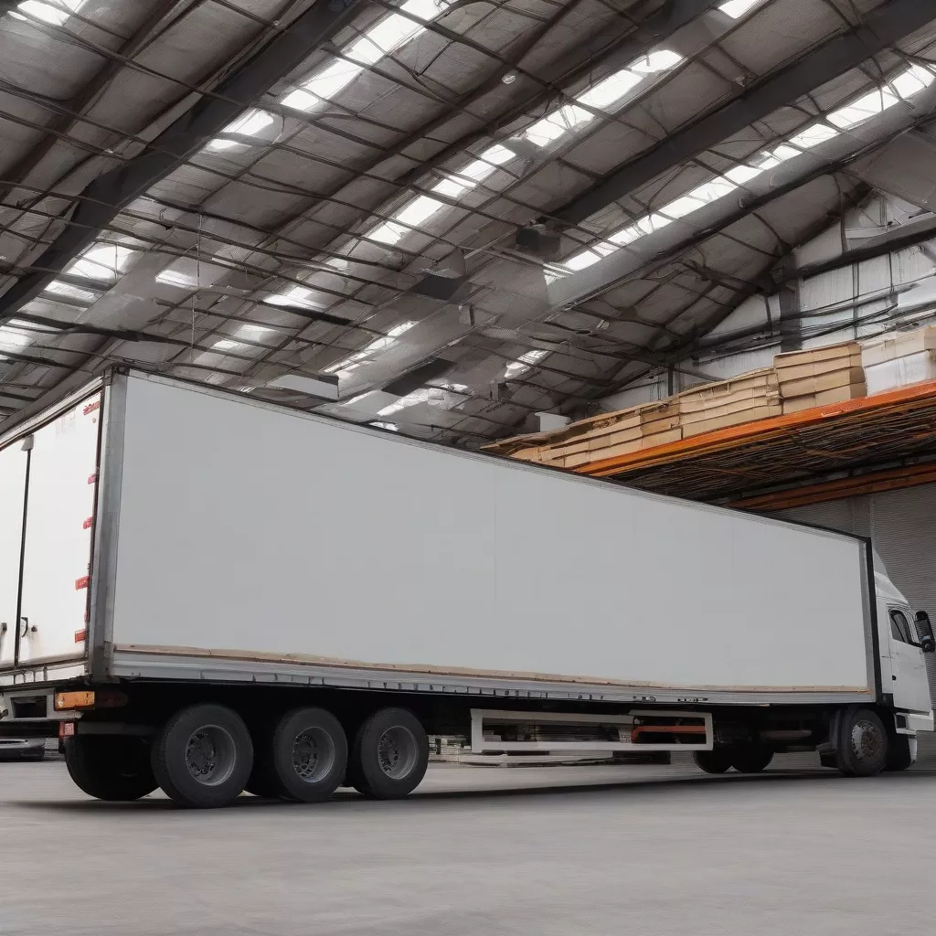 3.5 ton truck unloading cargo at a warehouse