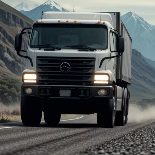 四桥卡车在路上行驶