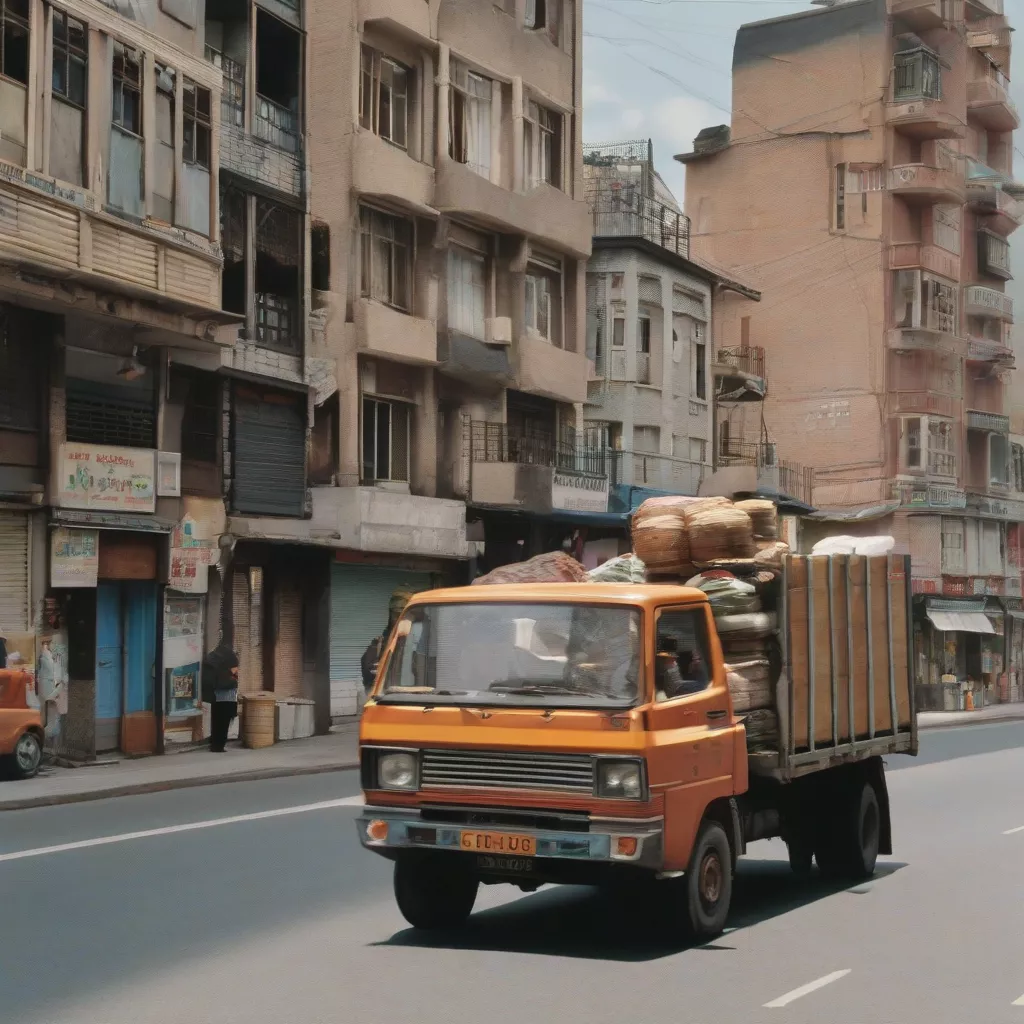 750kg truck driving on a city street